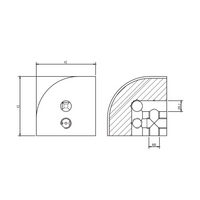 40-032-0 MODULAR SOLUTIONS ANGLE CONNECTOR<BR>32MM X 32MM JOINT FOR CONNECTING ROUND CORNER PROFILE 90DEG